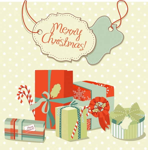 christmas card cover 3d giftbox sketch elegant classic
