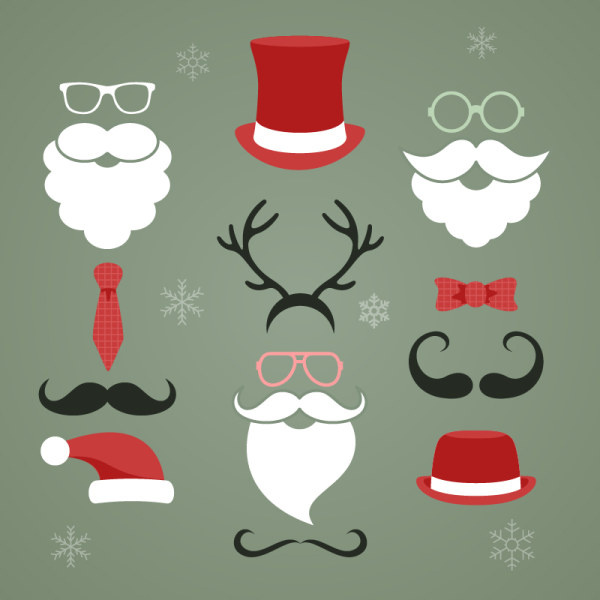christmas head ornament vector elements