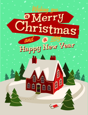 christmas houses winter vector background