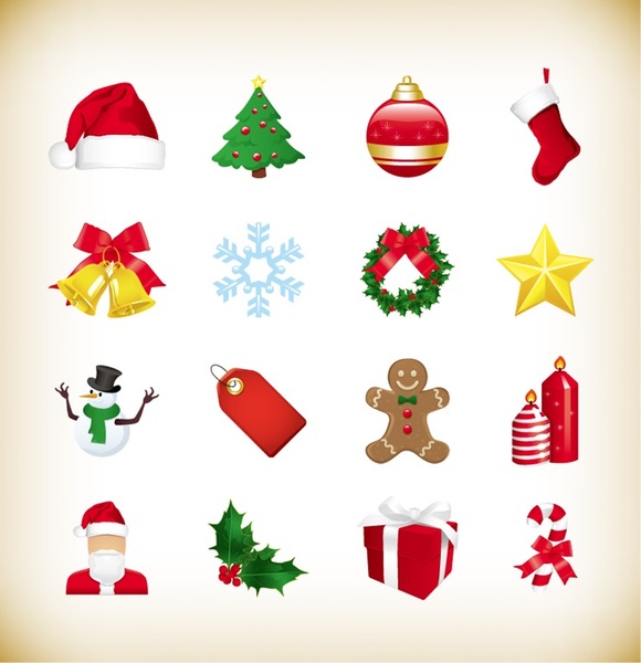 christmas icons set vector graphics