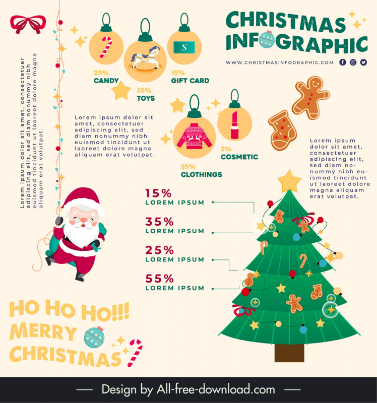 christmas infographic template cute xmas elements