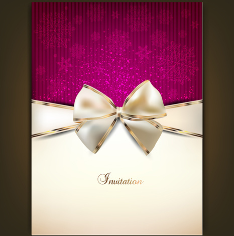 christmas invitation cards with bow vector