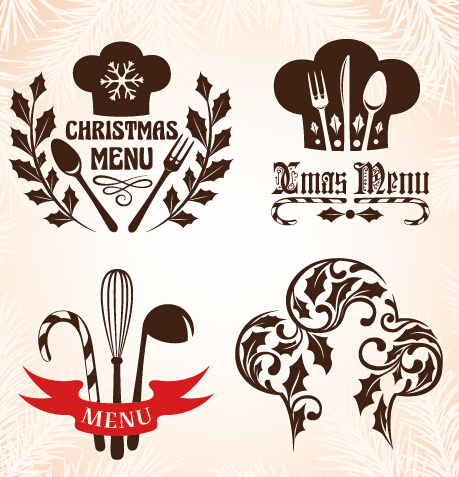 christmas menu design elements vector set
