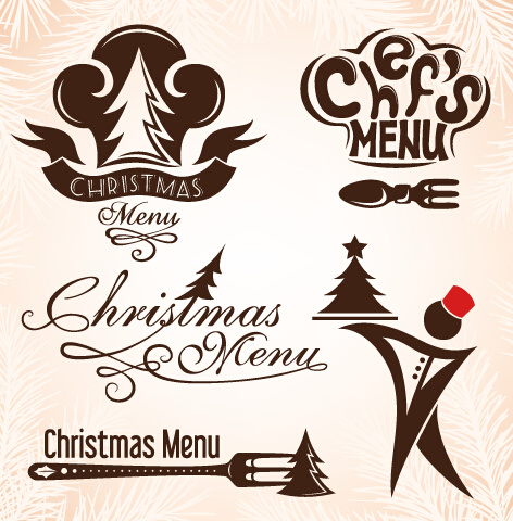 christmas menu design elements vector set