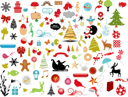 christmas ornaments collection vector graphics