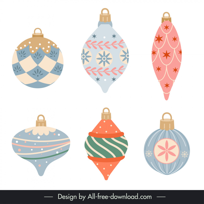 christmas ornaments design elements collection elegant classic