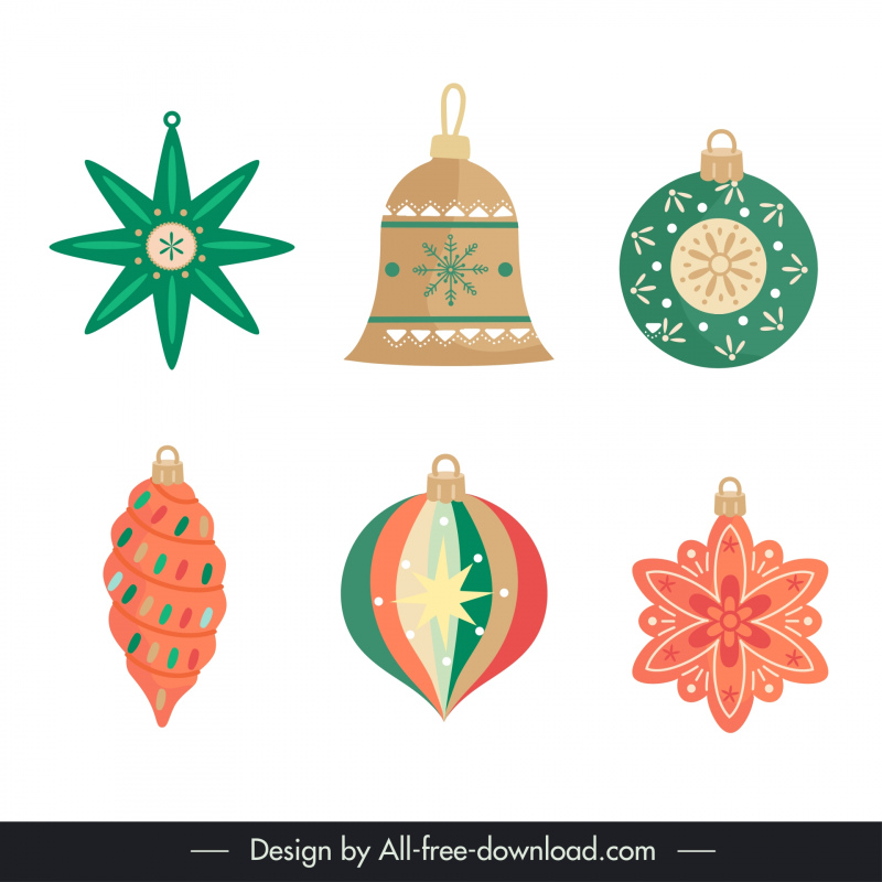 christmas ornaments design elements symmetric shapes
