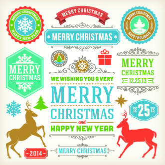 christmas ornate gift cards vector set