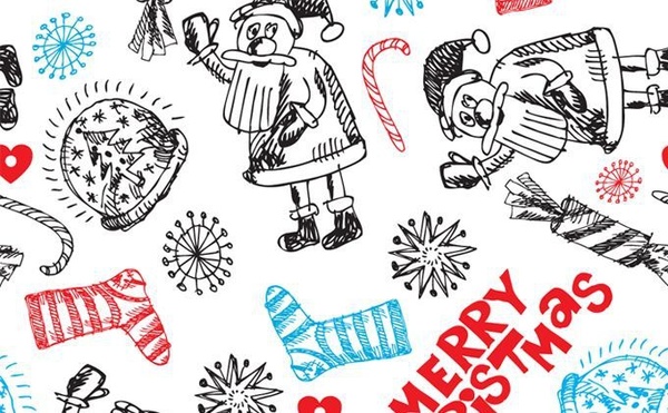 christmas background classical icons handdrawn design