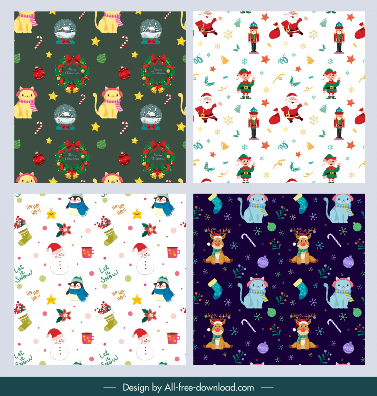 christmas pattern templates collection cute repeating elements