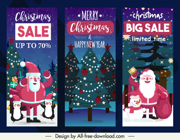 christmas sale flyers templates classic santa fir trees decor