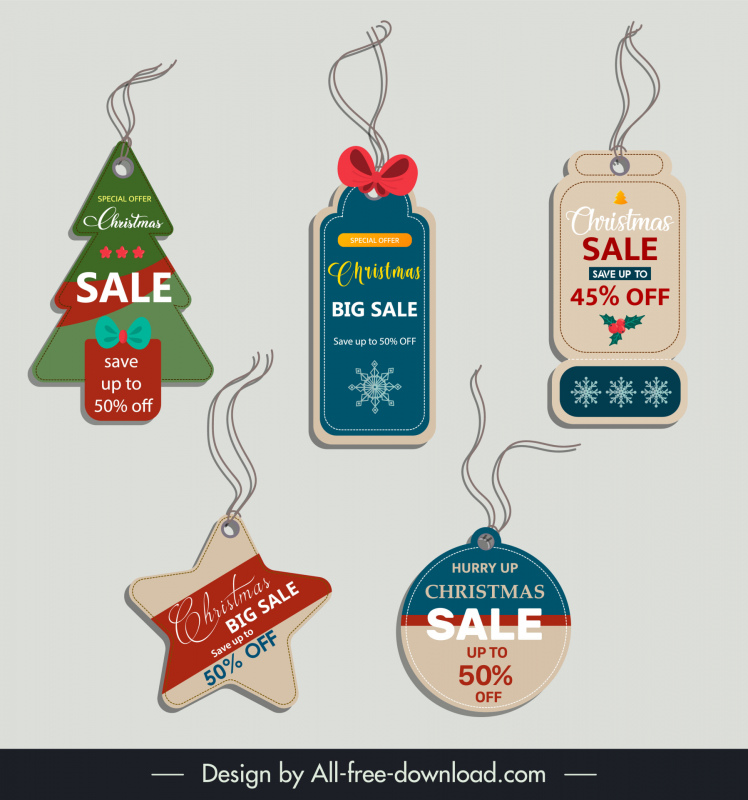   christmas sale tags template flat classical shapes design xmas elements decor
