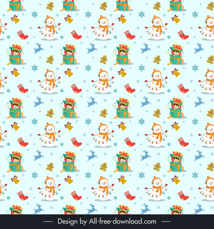 christmas seamless pattern template cute repeating funny kids xmas elements decor