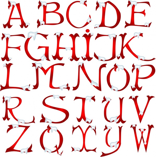 christmas snow vector english font alphabet