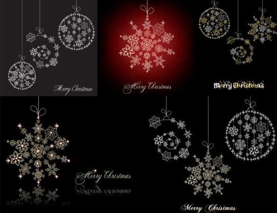 christmas background templates flat design hanging snowflakes