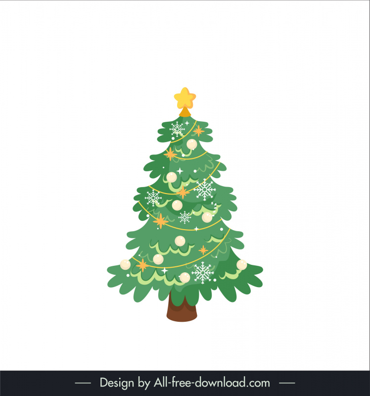 christmas tree icon classical handdrawn outline 