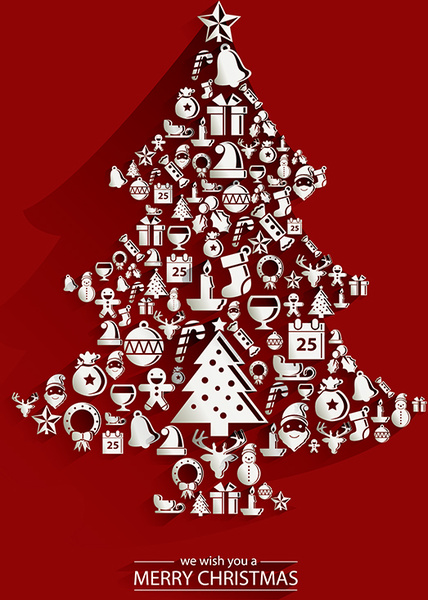 christmas tree on christmas greeting card