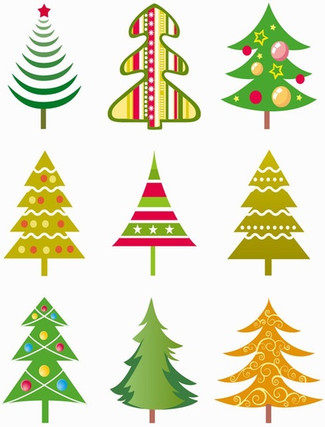 Christmas Tree Vector Illustration Set