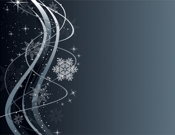 Christmas Wave Background with Snowflake Ornaments
