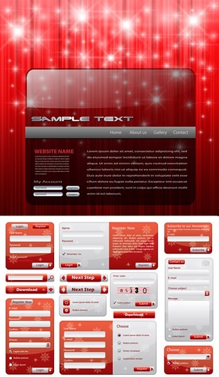 christmas web templates sparkling lights modern red decor