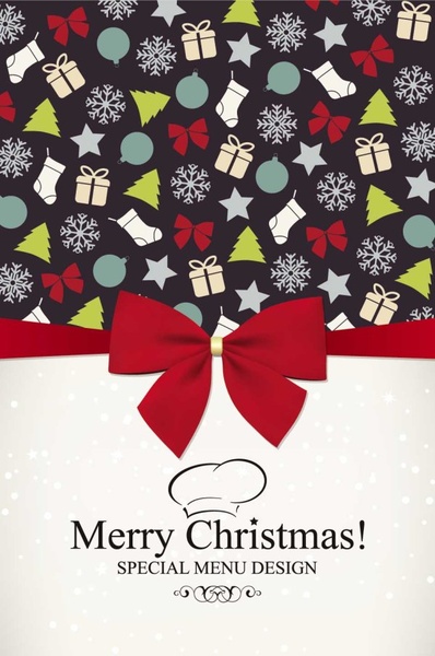 christmas with bow greeting cards vector