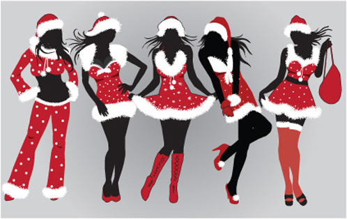 christmas with maiden design elements vector 