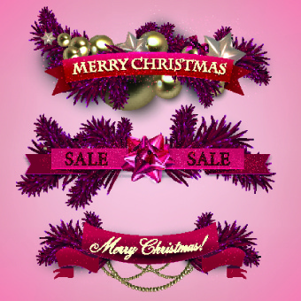 christmas with new year festival banner vector