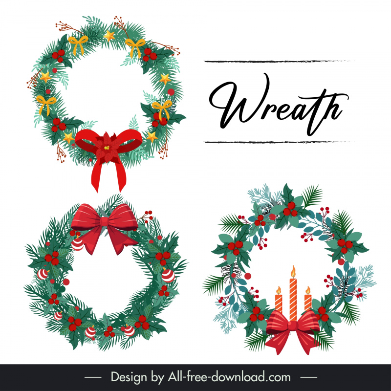 christmas wreath design elements collection elegant classic