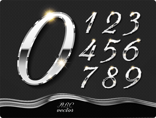 chrome silver numerals vector