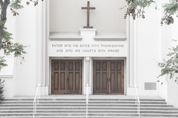 church doors with cross