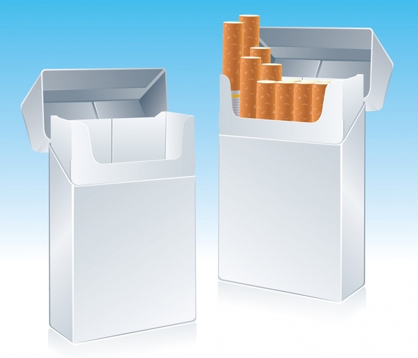 cigarette box icons shiny 3d realistic sketch
