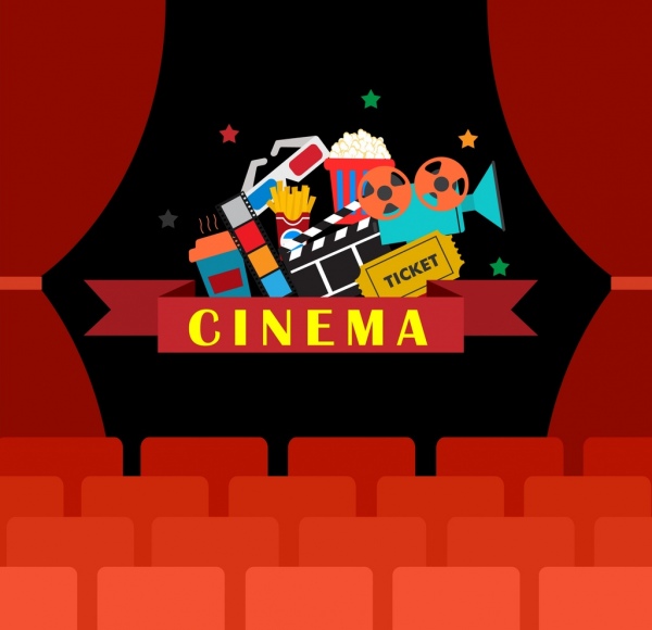 cinema background theater stage icon decoration colorful design