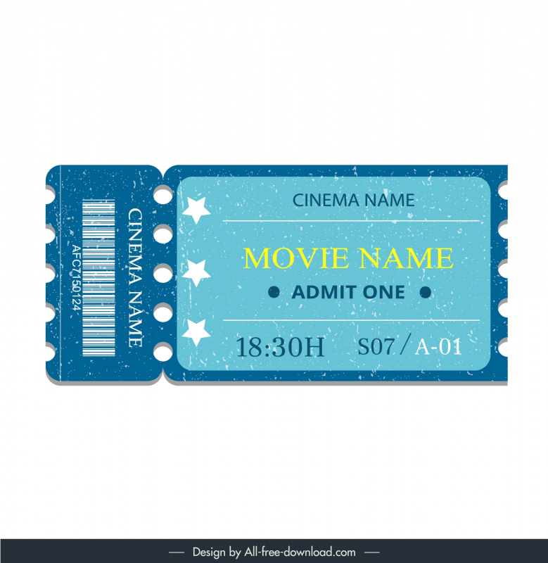 cinema ticket template classic stars decor