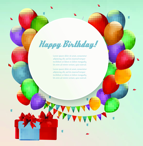 circle with balloons birthday background vector