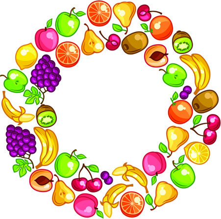 circular arrangement fresh fruit vector