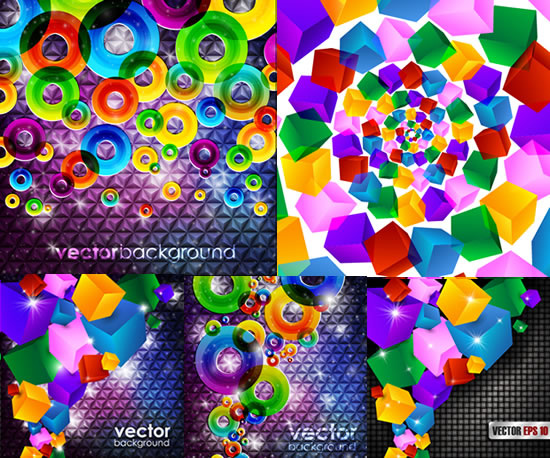 circular cube background design vector