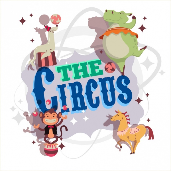 circus banner animals icons decor