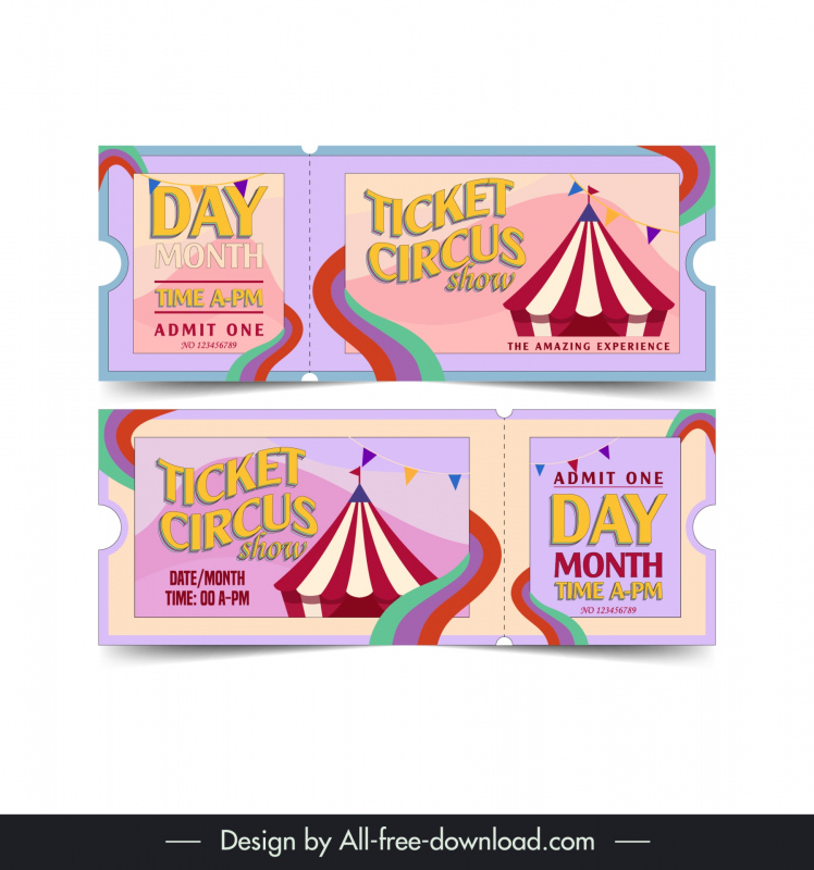 circus tickets templates classic flat tent ribbon