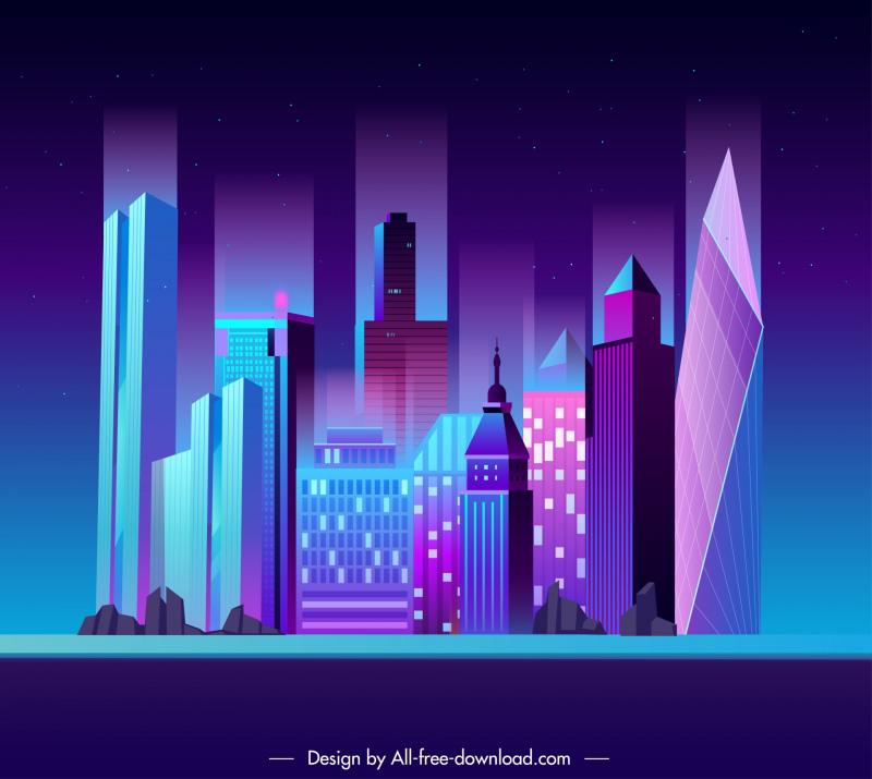 City backdrop template modern 3d Vectors images graphic art designs in ...