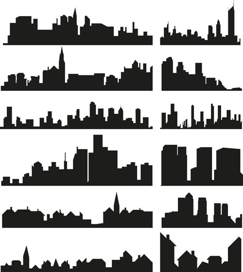 city building creative silhouettes design vector 