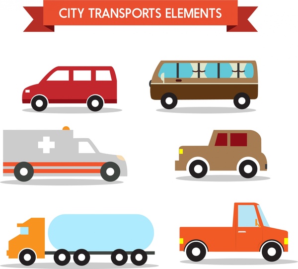 city transport elements design in various types