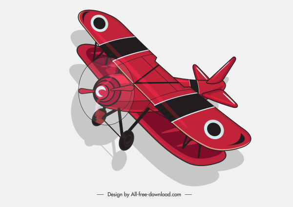 classic airplane icon red 3d sketch 