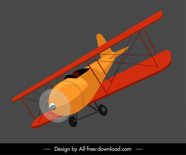 classic airplane model icon flying sketch 3d design
