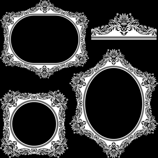 frame templates vintage decor black white symmetrical curves 