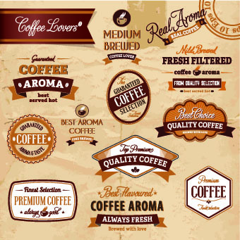 classic coffee labels design vector