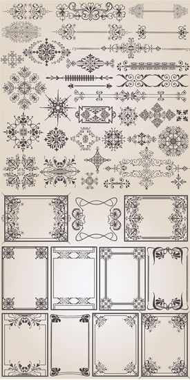 documents decor elements elegant vintage symmetrical shapes