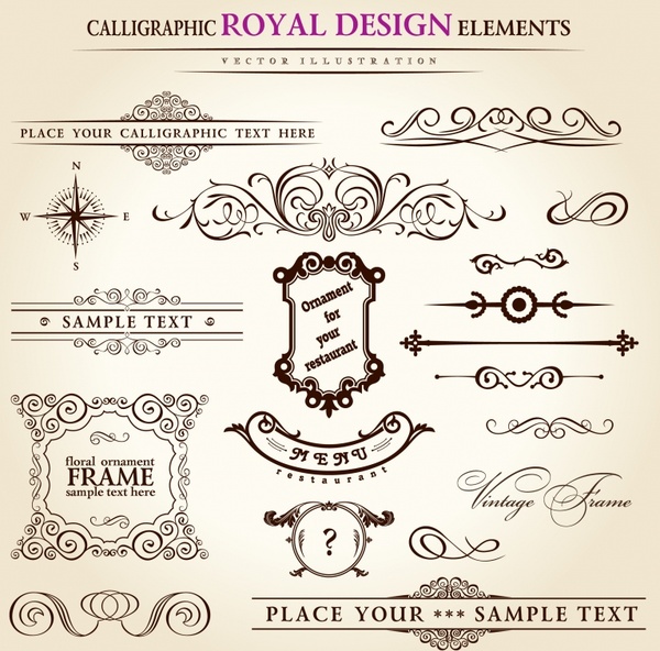 decorative elements templates elegant classic symmetric shapes