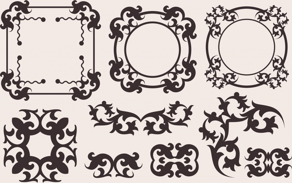 border elements templates classical european symmetric shapes