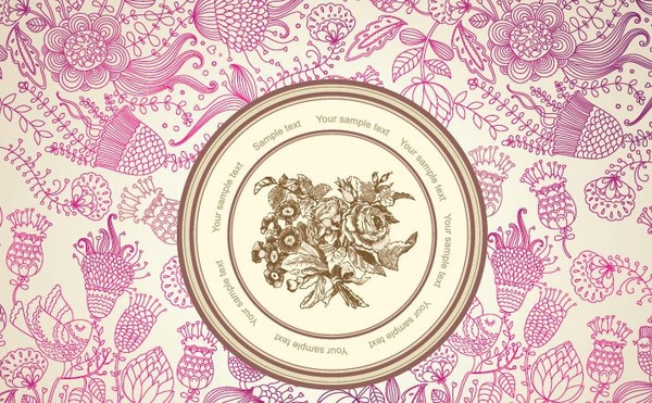 floral pattern background center circle classical violet ornament