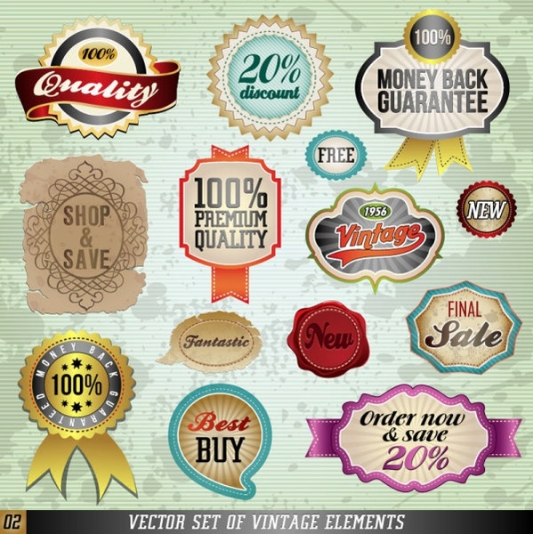classic label stickers 02 vector 